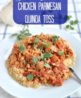 Slow Cooker Chicken Parmesan Quinoa Toss gives you all the flavors of the Italian favorite but none of the guilt. Quick, easy, zesty, healthy and so tasty. | Becky's Best Bites