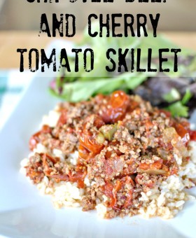 Chipotle Beef and Cherry Tomato Skillet is full of garden fresh veggies for a summertime sizzler! #weeknightdinner #healthyrecipe beckysbestbites.com