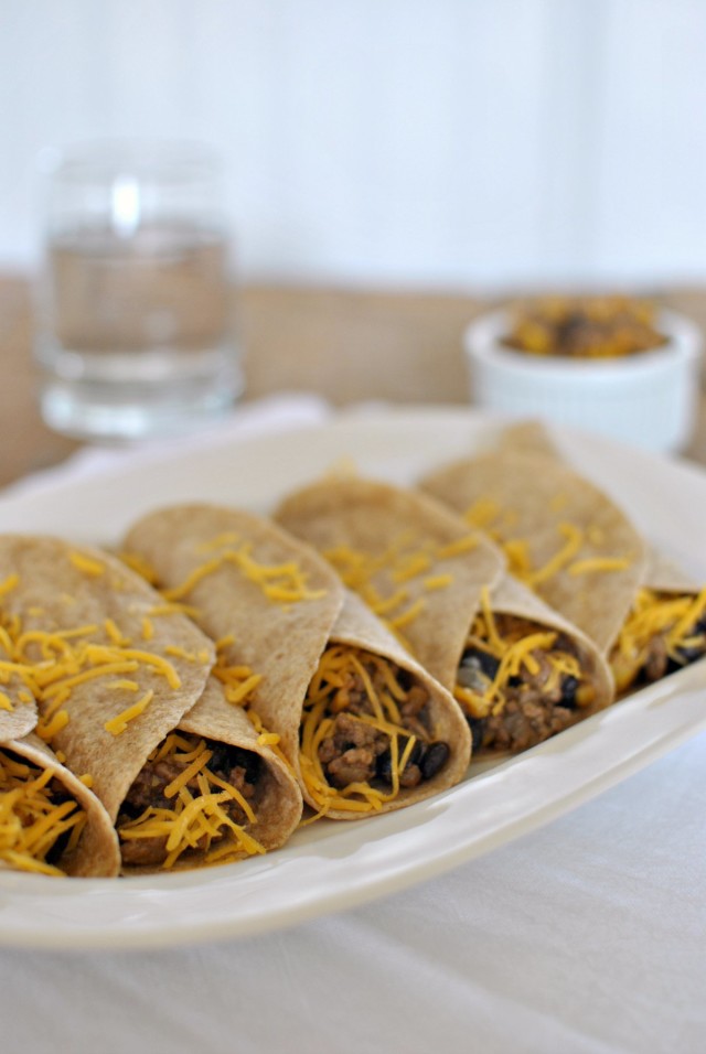 Corn, Black Bean and Beef Soft Tacos. No package taco mix here. Adding fresh corn and black beans givens them a fiber-boost. beckysbestbites.com