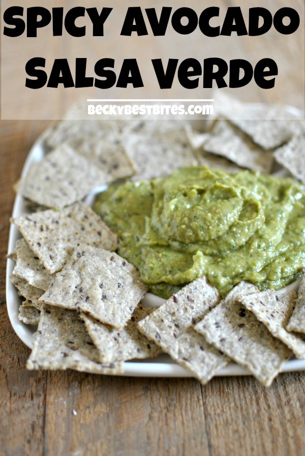 Spicy Avocado Salsa Verde is the perfect addition to a game day spread. A hint of sweet, spicy, creamy, healthy & extremely versatile. Break out the chips! #gamedayfood