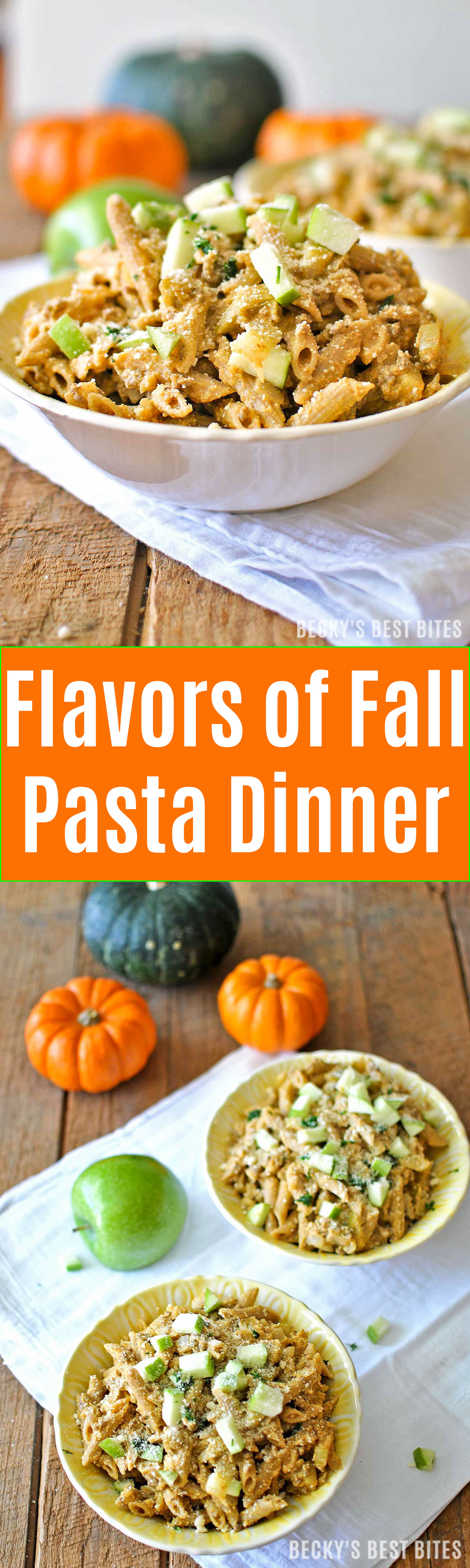 Flavors of Fall Pasta Dinner combines the favorites: pumpkin, apple, cinnamon, nutmeg and lean ground beef in a healthy, savory pasta dish recipe that screams fall!| beckysbestbites.com