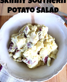 This Skinny Southern Potato Salad Recipe combines all the flavors of the traditional favorite with a more healthful twist. Greek yogurt is the secret ingredient that pulls it all together. | Becky's Best Bites #healthyrecipe #recipemakeover