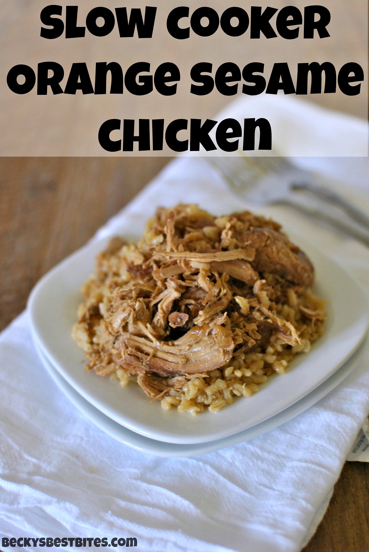 Slow Cooker Orange Sesame Chicken with Honey. Sweet, tangy and healthy, this meal make crazy weeknights easy! Becky's Best Bites