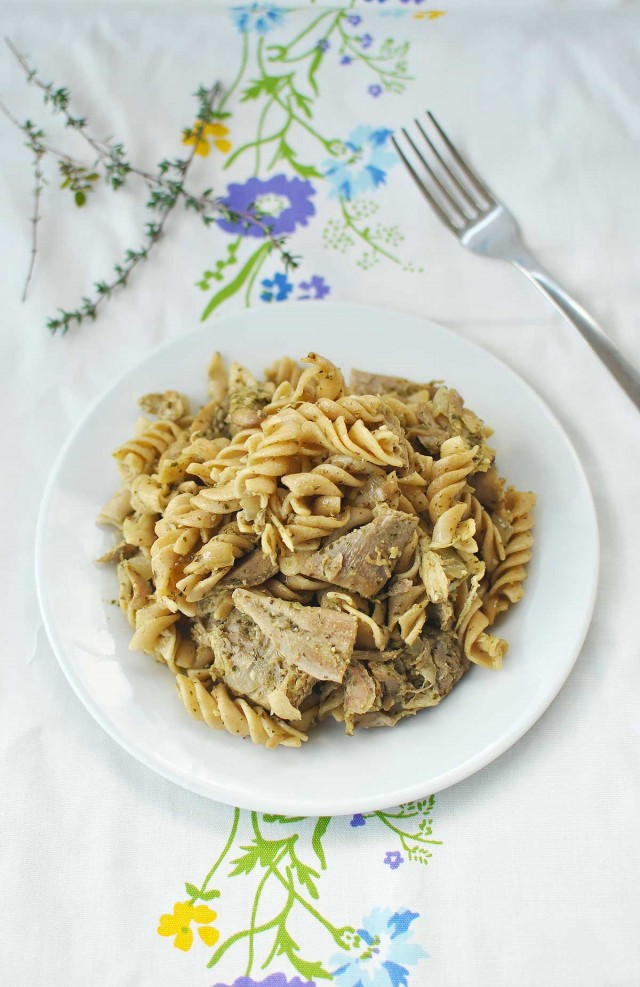 Leftover Turkey Pesto Pasta Dinner by Becky's Best Bites