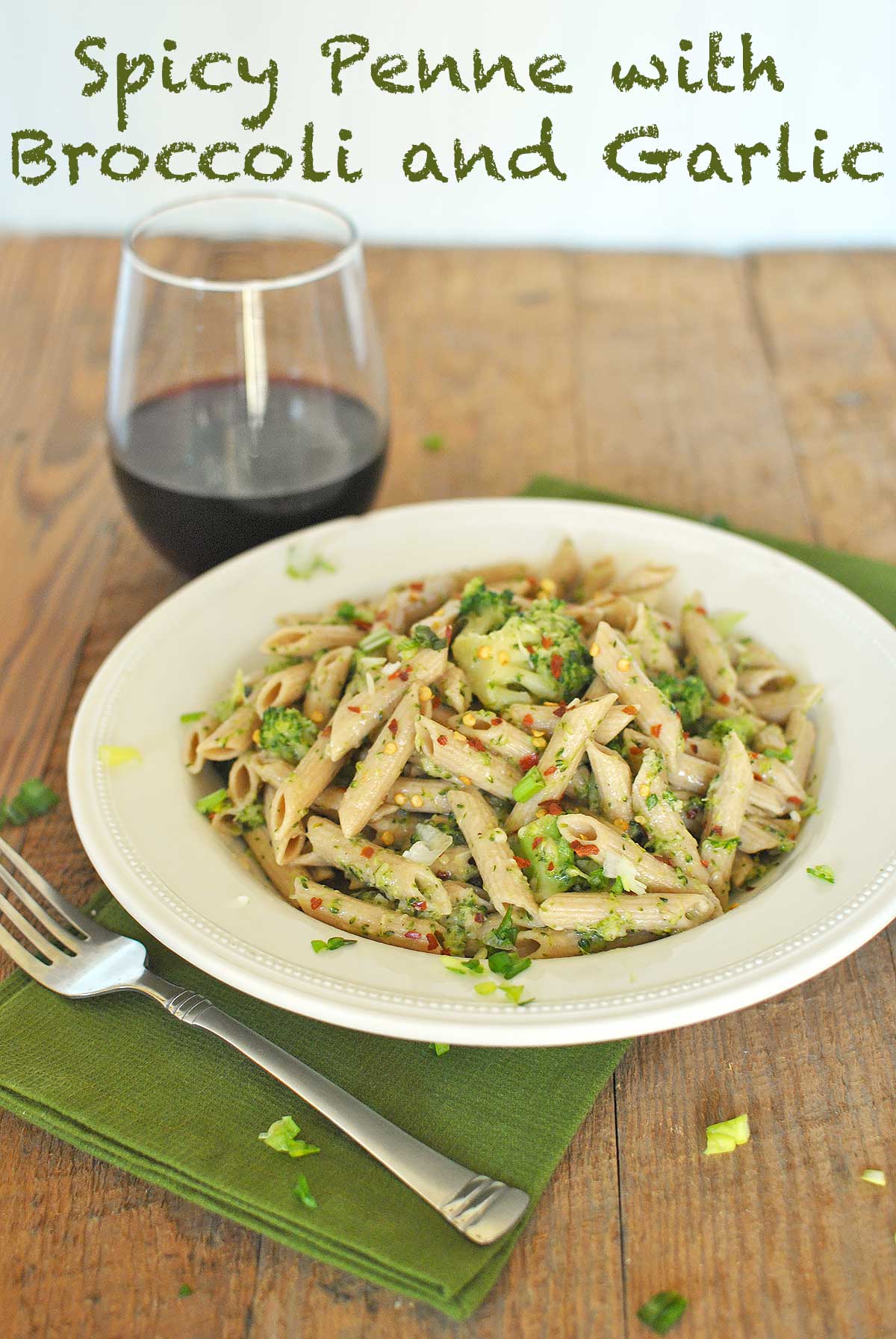 Spicy Penne with Broccoli and Garlic is a healthy elegant side or a meatless main dish that is full of fiber & brimming with flavors that is quick and easy! | Becky's Best Bites