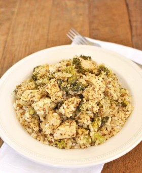 Weeknight Chicken Divan with Rice helps busy cooks put dinner on the table in 30 minutes. All you need are pantry staples like broccoli, chicken, dijon mustard & cheddar cheese to make this dish happen. No trip to the store needed and a dinner that tastes and sounds fancy is done. Becky's Best Bites