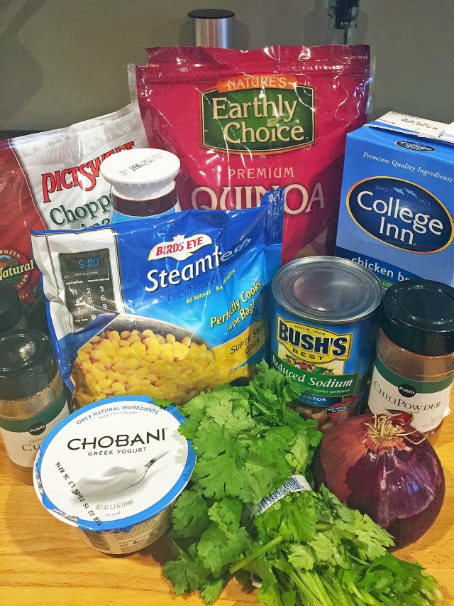 Ingredients for Cilantro Quinoa Dip with Spinach, Corn and Chickpeas by Becky's Best Bites