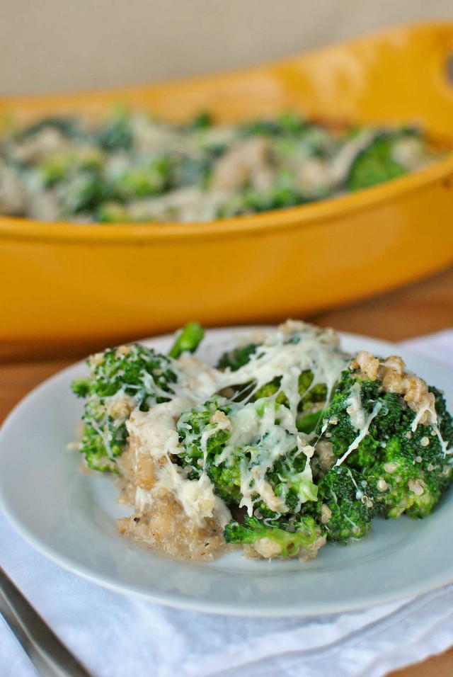 Cheesy Quinoa Chicken Broccoli Bake by Becky's Best Bites