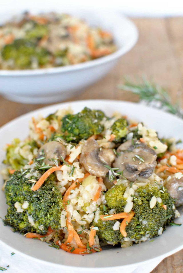 Rosemary Risotto with Mushrooms and Fresh Veggies by Becky's Best Bites