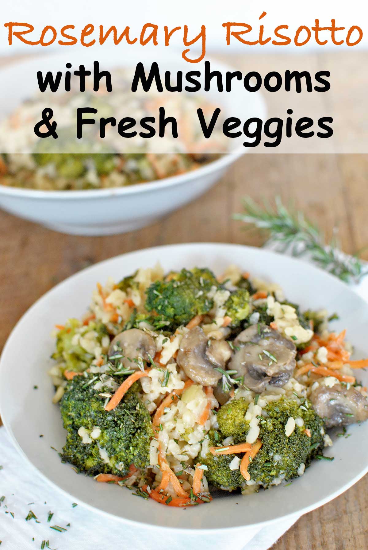 Rosemary Risotto with Mushrooms and Fresh Veggies is perfect as a tasty and healthy side dish but hearty and filling enough to stand alone as the main dish. | Becky's Best Bites