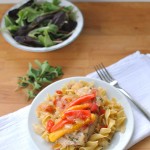 Lean Pork and Sweet Peppers on Noodles