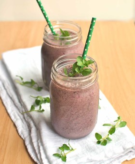 Very Berry Green Smoothie with Liberté Mediterranée Yogurt | Becky's Best Bites