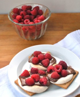 10-Minute Raspberry Indoor S'mores are perfect for any weeknight dessert. This version of the classic is made more nutritious with addition of raspberries. | Becky's Best Bites