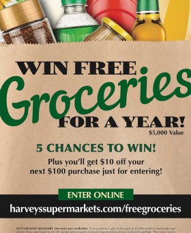 Free Groceries for a Year! Harveys Supermarkets is giving away $25,000 worth of free groceries to their customers in the Harveys Great Grocery Giveaway now! Plus, I am giving away a $50 Harveys Gift Card!! Becky's Best Bites