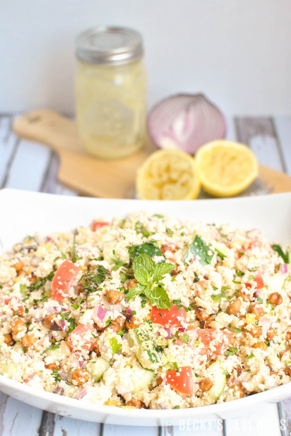 Mediterranean Cauliflower Couscous Salad | Becky's Best Bites