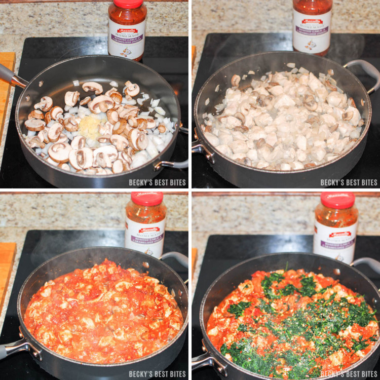 Veggie-Packed Tuscan Chicken Pasta Instructions Collage