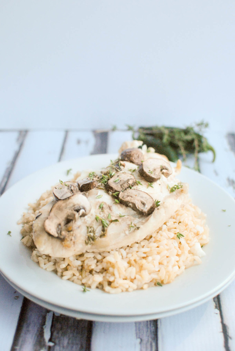 Baked Red Snapper with Mushroom Thyme Sauce | beckysbestbites.com