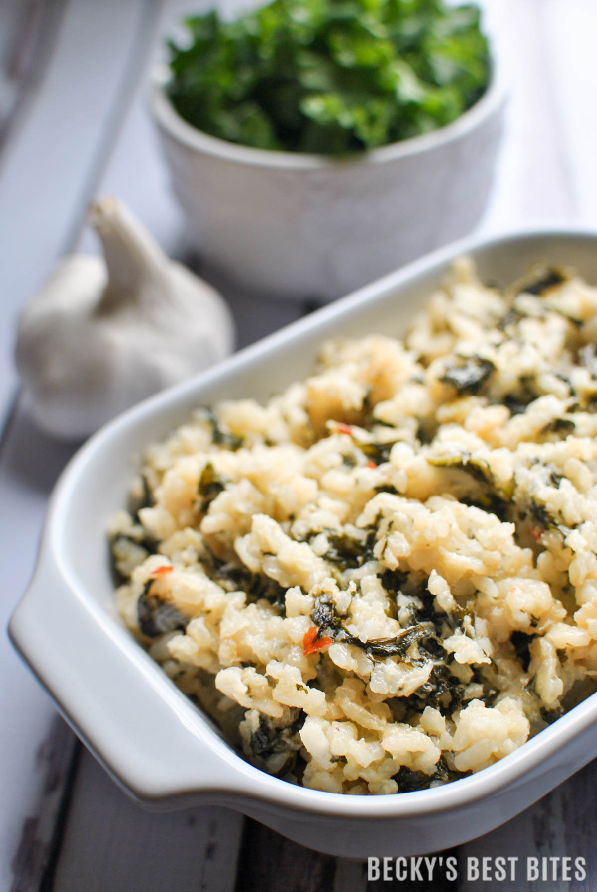 Creamy Kale Risotto with Parmesan - Becky's Best Bites