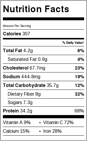 30 Minute White Chicken Chili nutritional information