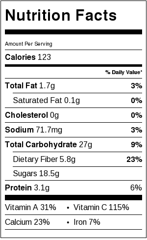 Berry Good Green Smoothie nutrition label