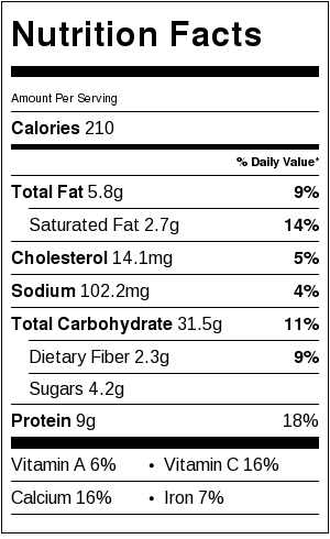 Healthier Slow Cooker Au Gratin Potatoes nutrition label