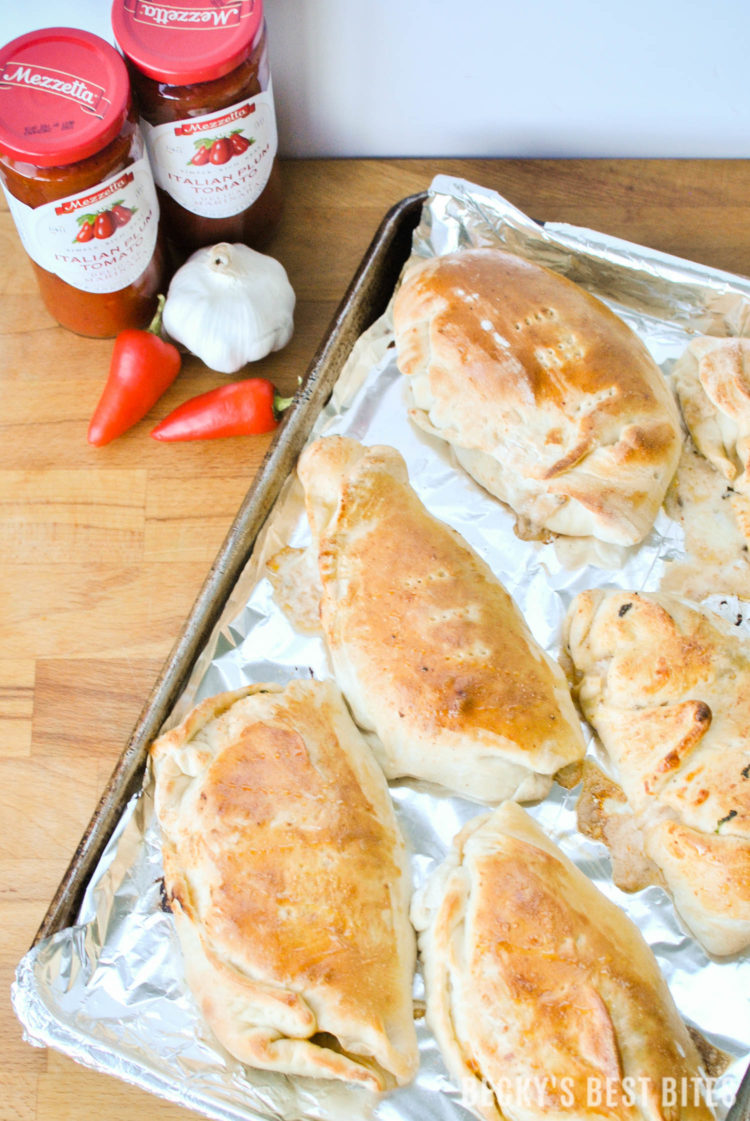 Turkey Sausage and Kale Calzones with Marinara Sauce | beckysbestbites.com