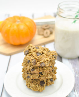 Healthy Pecan Chocolate Chip Pumpkin Oatmeal Cookies are a fall treat with no guilt! They include no butter or oil, are loaded with wholesome ingredients and lower in sugar than many cookies so indulge your sweet tooth and feel good about it!! | beckysbestbites.com