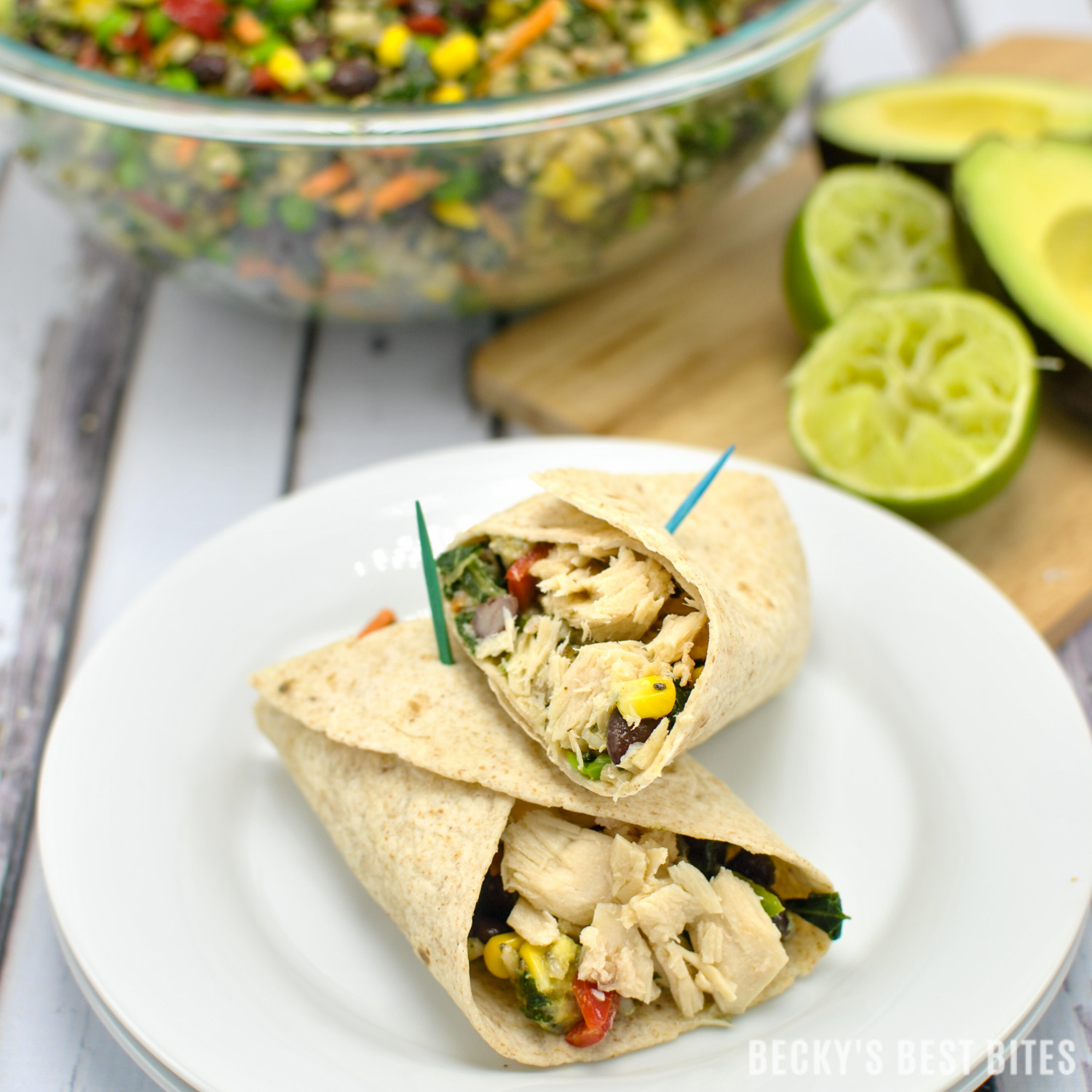 On The Go Loaded Tuna Quinoa Wraps is an healthy idea for quick and easy 30 Minute Back-to-School Meals! They are loaded with Bumble Bee® Solid White Albacore in Water, heart-healthy avocado and lots of veggies all wrapped up in a whole grain tortilla. Perfect for quick dinners, dinners on the run or pack up the leftovers for great back-to-school lunches! @BumbleBeeFoods #OnlyAlbacore #CG #ad | beckysbestbites.com