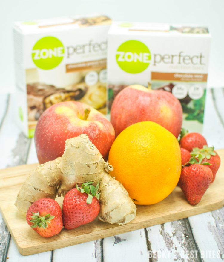 Sunrise Green Smoothie + ZonePerfect Nutrition Bars are the perfect pair to give an energizing power punch to fuel any morning routine! Together they are a healthy breakfast full of protein, vitamins and minerals to give you the energy you need to "do it all" during your day! | beckysbestbites.com