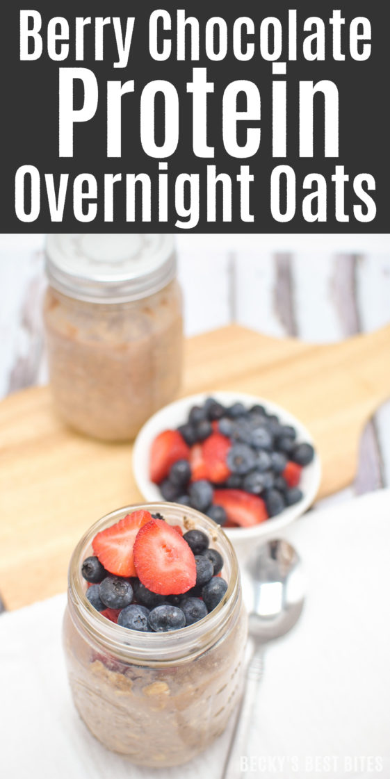 Berry Chocolate Protein Overnight Oats | Becky's Best Bites