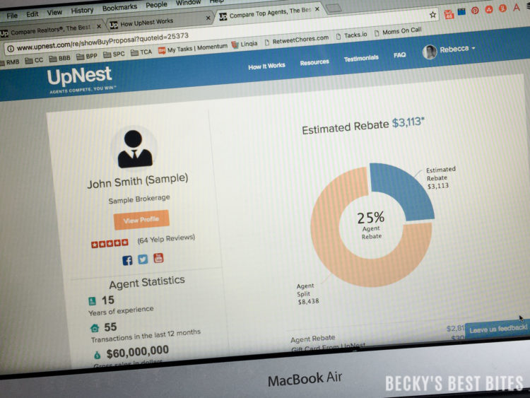 Learn how to Save Time and Money while Finding Top Real Estate Agents with UpNest! It is a quick, easy and fast online service where agents compete for your business while you relax on the couch! Earn rebates and discounts up to $5000 and compare commissions quotes to find the best deal for you! #ad #UpNest #AgentsCompete | beckysbestbites.com