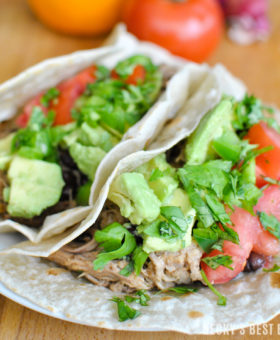 Yummy and Easy Slow Cooker Pork Carnitas Tacos is a fun and festive recipe for Cinco de Mayo or the perfect everyday meal solution using TortillaLand® uncooked flour tortillas from @Costco! #ad #GoTortillaLand | beckysbestbites.com