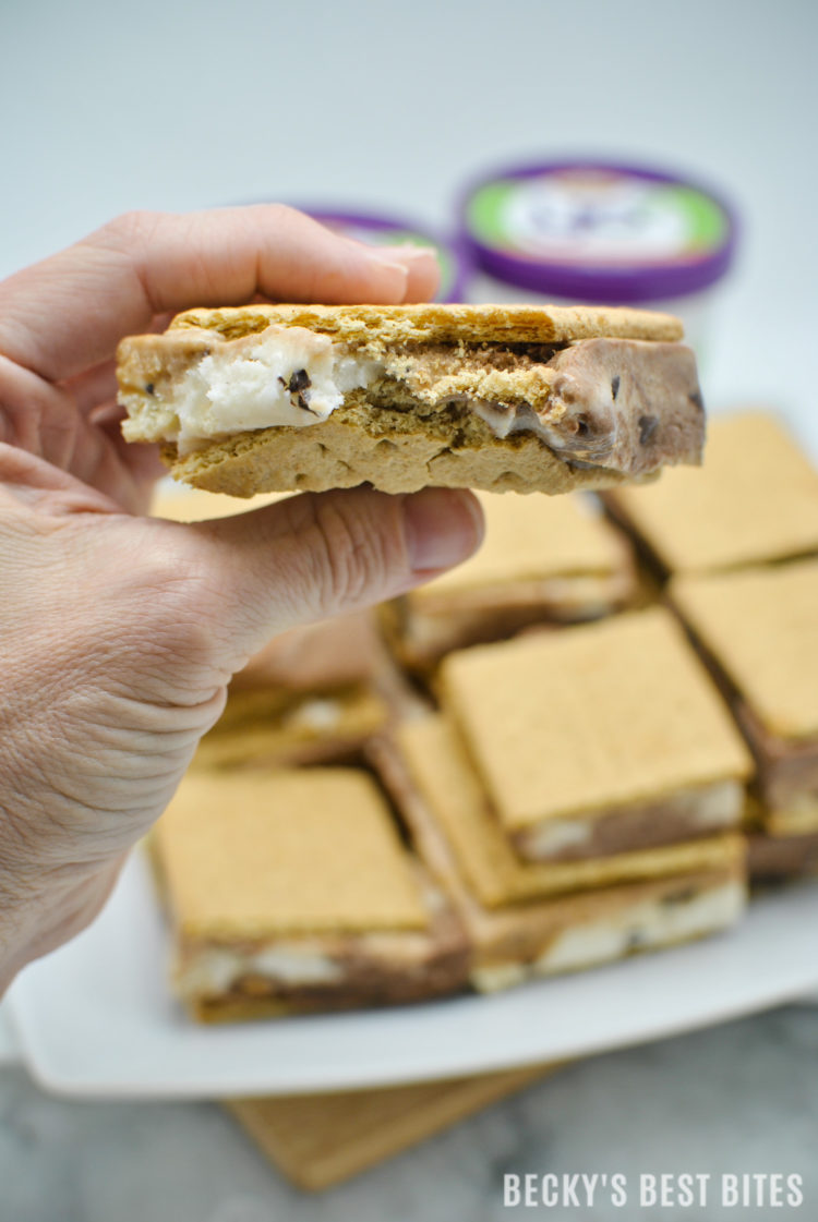 Kemps Yo² Frozen Yogurt Swirl Sandwiches are a fun and delicious way to indulge and treat yourself while not feeling guilty! Kemps Yo² has a clean label: NO high fructose corn syrup, NO artificial flavors, and NO artificial growth hormones! #ad #Yo2 #ItsTheCows | beckysbestbites.com