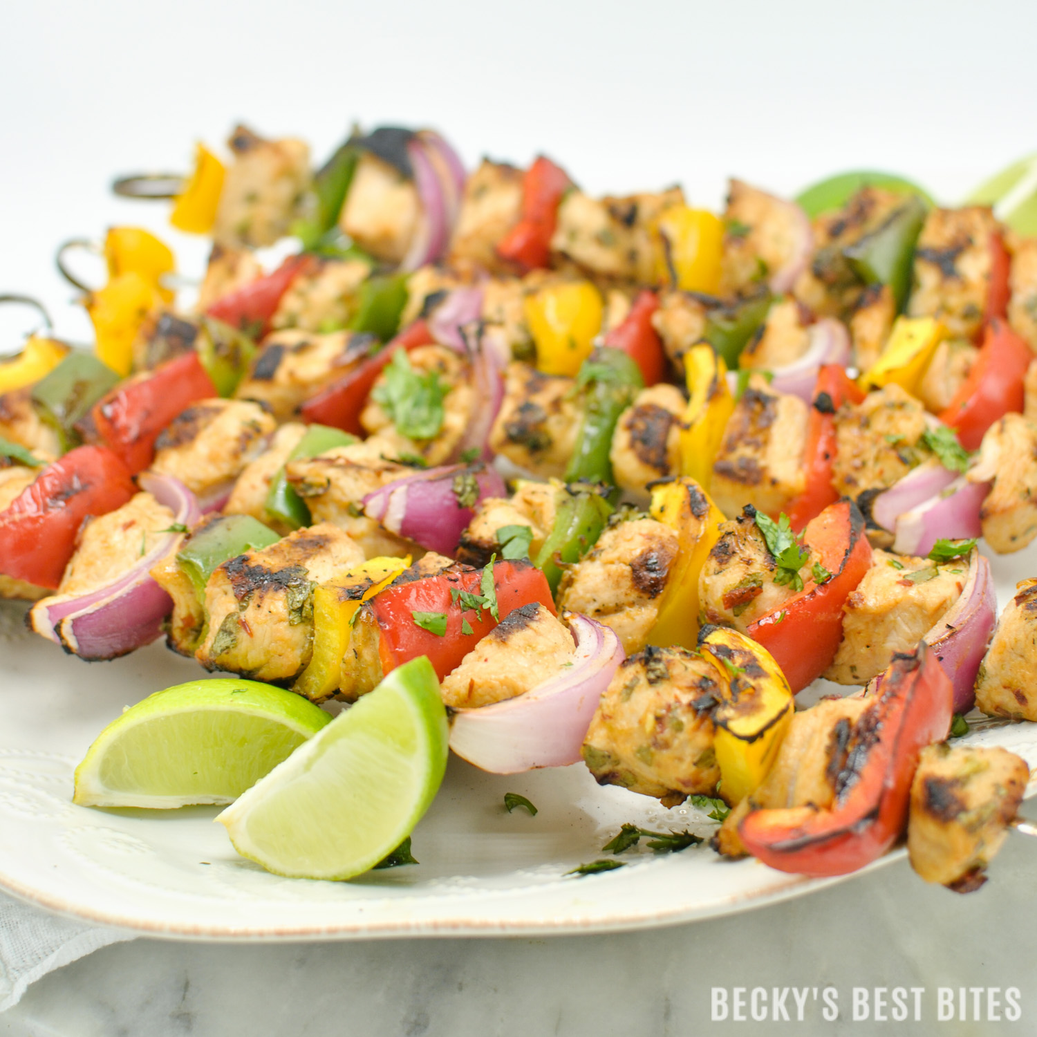 Grill the unexpected at your next summer cookout with Chipotle Lime Turkey Kabobs and Chipotle Cilantro Rice! A healthy dinner recipe idea to try turkey the next time you fire up the grill! #ad #TryTurkey | beckysbestbites.com