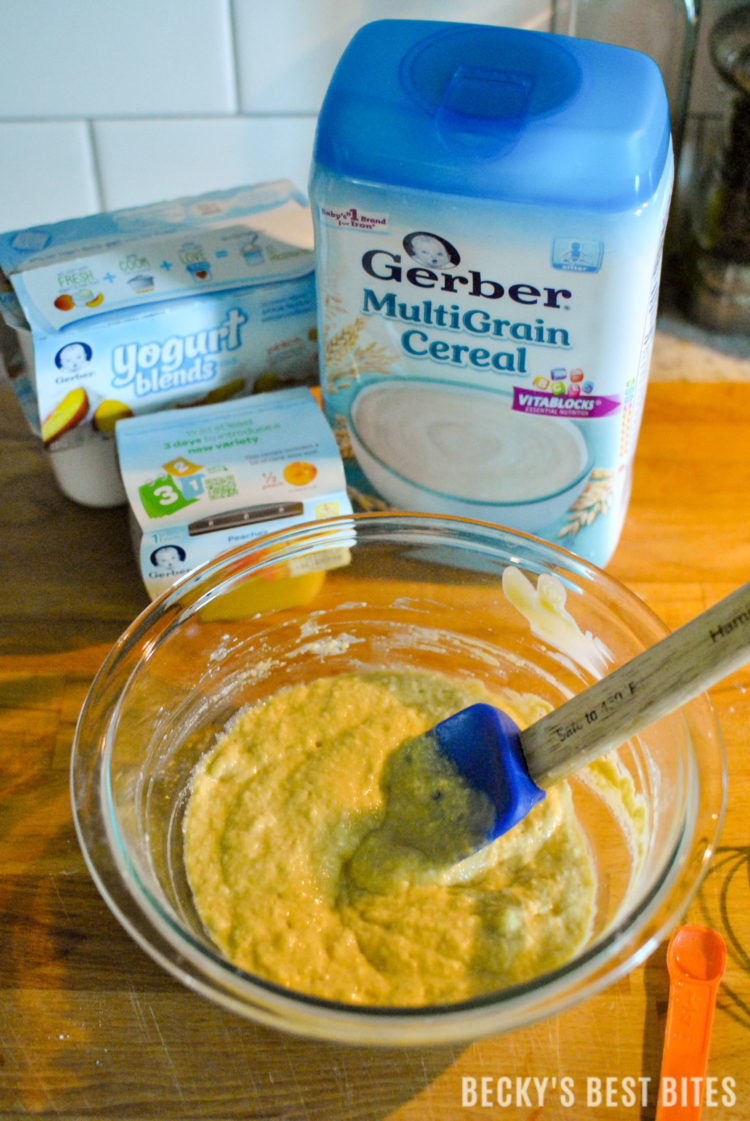 A Guide to Introducing Baby Food + Two Quick and Easy Recipes for Older Babies: Italian Turkey Meatball & Peaches and Cream Pancakes using Gerber® Infant/Baby Cereals from Target. #ad | beckysbestbites.com