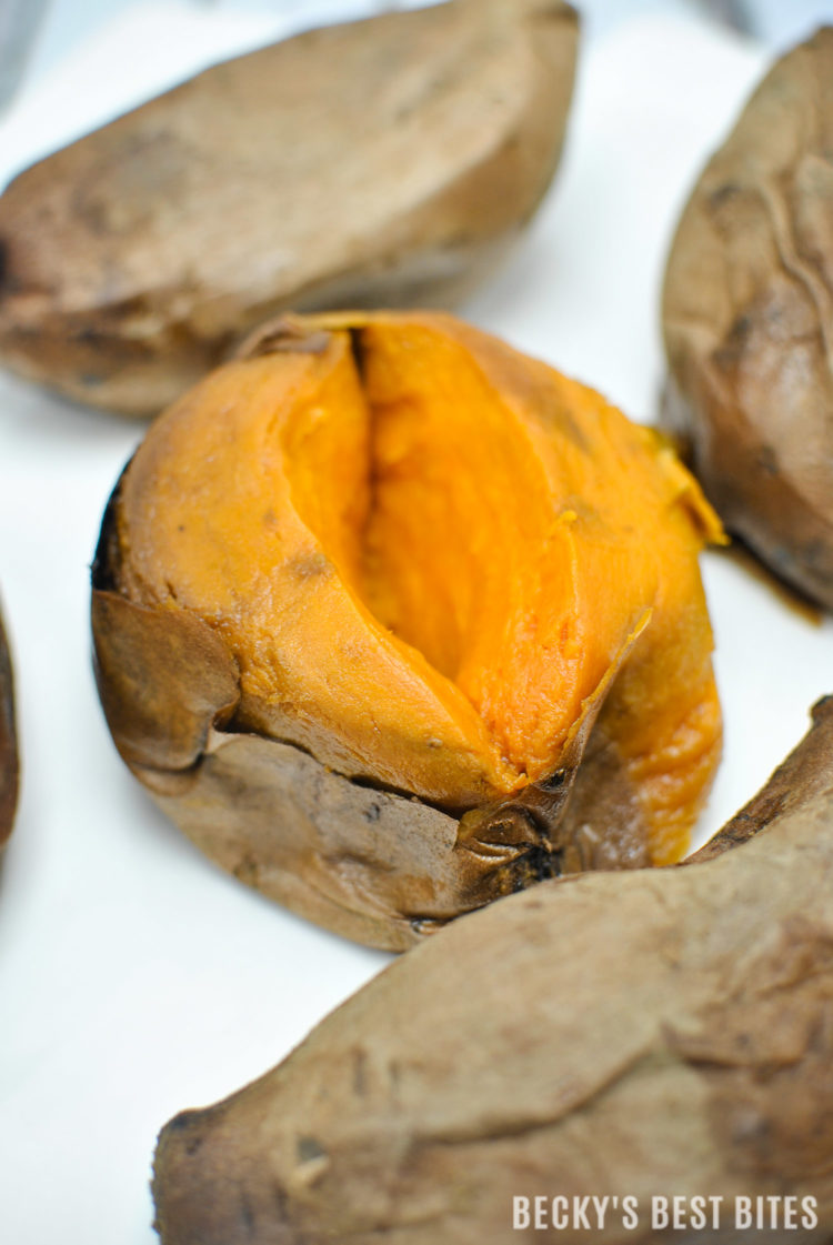 Slow Cooker Sweet Potatoes is the easiest way to cook these antioxidant & fiber rich gems! They are healthy, inexpensive, versatile & readily available too, which makes them a staple in a healthy diet! | beckysbestbites.com