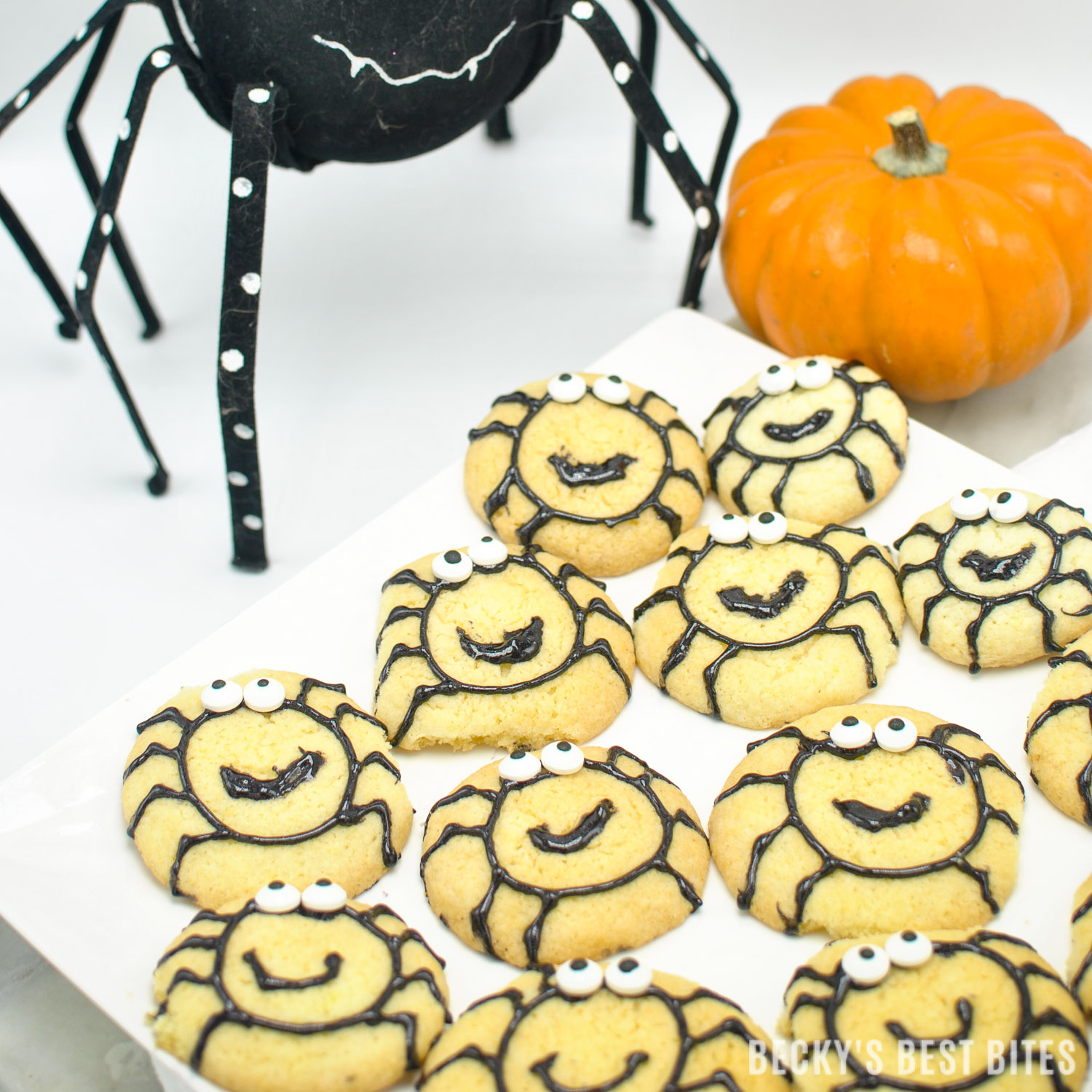 Easy Halloween Spider Cookies are a fun and festive treat made with Immaculate Baking Gluten Free Sugar Cookies. Let the kids help decorate as an entertaining after-school activity too! #ad #ImmaculateBaking | beckysbestbites.com