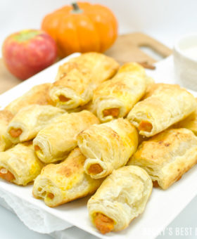 Pumpkin Apple Roll Ups with Cream Cheese Dipper is a quick, easy and delicious dessert recipe that is perfect for "Wow Worthy" entertaining with all the favorite flavors of fall. Pepperidge Farm® Puff Pastry Sheets are the essential ingredient in creating this yummy treat!#InspiredByPuff #ad | beckysbestbites.com