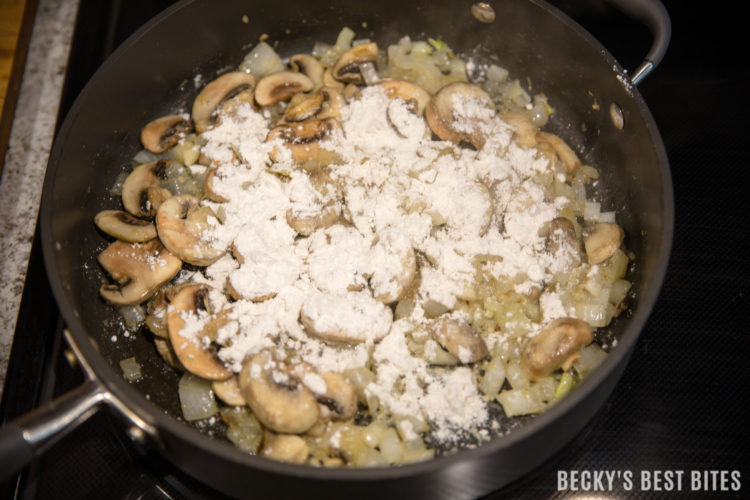 Weeknight Mushroom and Beef Stroganoff Skillet is a quick, easy and healthy dinner recipe that is ready in 30 minutes or less.  This one pot meal is sure to become a family favorite and the easy clean-up is another plus! | beckysbestbites.com