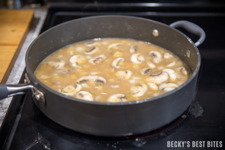 Weeknight Mushroom and Beef Stroganoff Skillet is a quick, easy and healthy dinner recipe that is ready in 30 minutes or less.  This one pot meal is sure to become a family favorite and the easy clean-up is another plus! | beckysbestbites.com