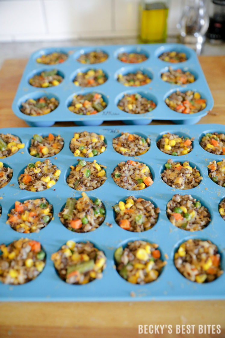 Customizable Healthy Baby Bites is an easy, healthy recipe able to be modified to suit a particular infant, toddler or mom's preferences. The recipe is vegetarian as written but protein and veggie packed! | beckysbestbites.com