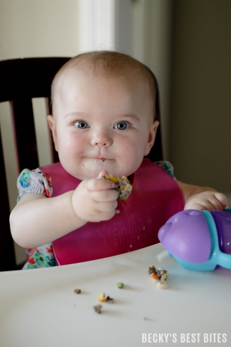 Customizable Healthy Baby Bites is an easy, healthy recipe able to be modified to suit a particular infant, toddler or mom's preferences. The recipe is vegetarian as written but protein and veggie packed! | beckysbestbites.com