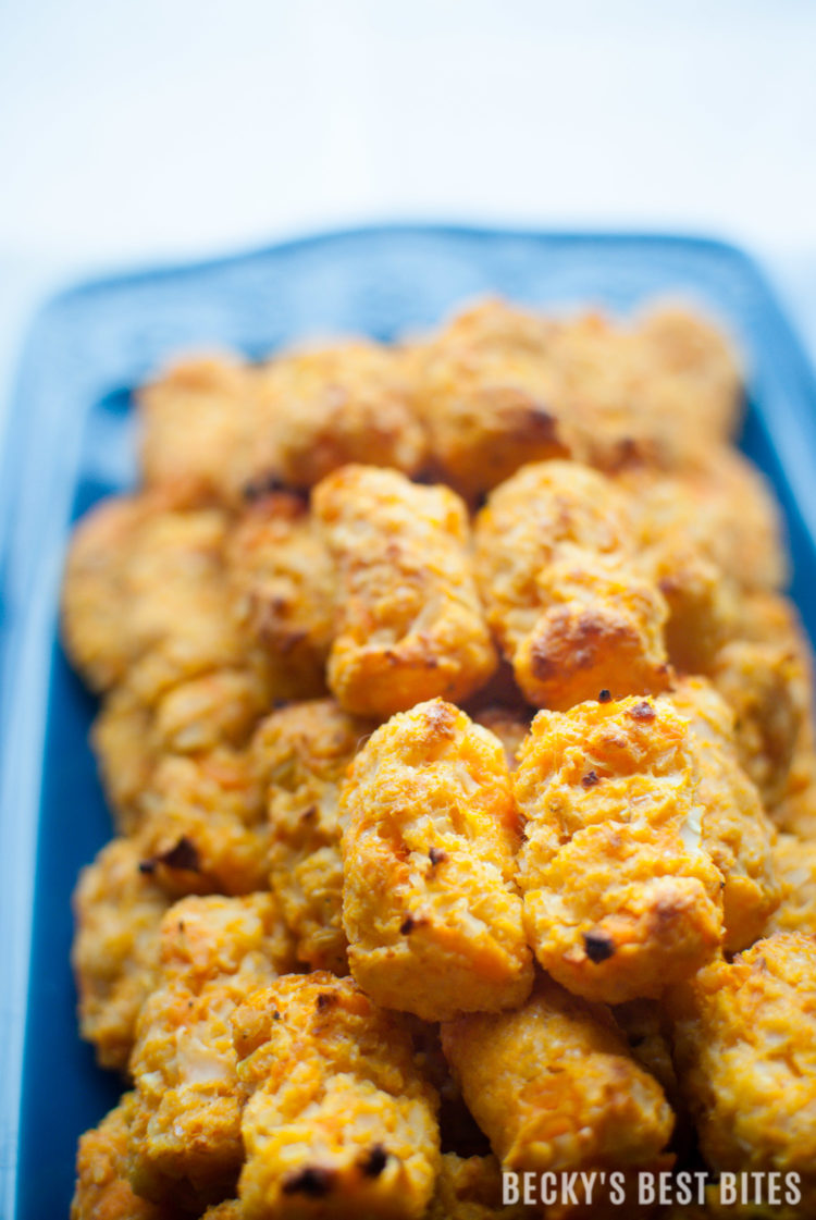 Sweet Potato Cauliflower Veggie Tots are a baby, toddler, kid-friendly recipe. A healthy and easy way to get vegetables, nutrients & vitamins into picky kiddos. | beckysbestbites.com