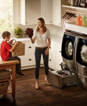 Mama Needs A Laundry Room Upgrade with a LG Twin Wash system, which includes LG Front Load laundry paired with LG’s SideKick Pedestal Washer, at Best Buy! Now through 4/25 you can save up to $500 off a LG laundry solution for your home. | beckysbestbites.com