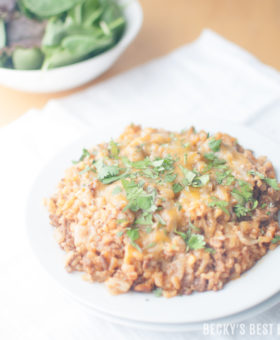 Cheesy Ground Beef Rice Skillet